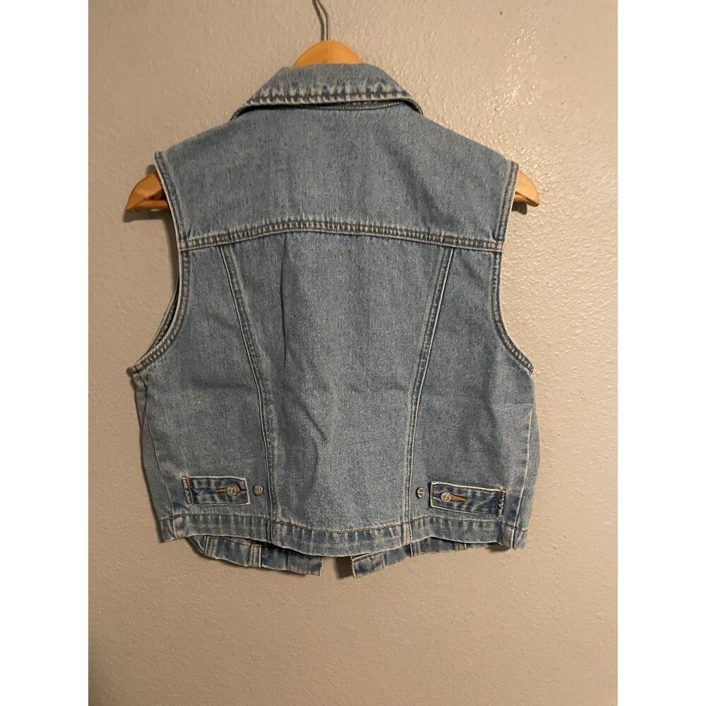 VTG Old Navy Vest Womens Medium Denim Button Lace Quilted Embellished Boho 90s - Picture 4 of 7